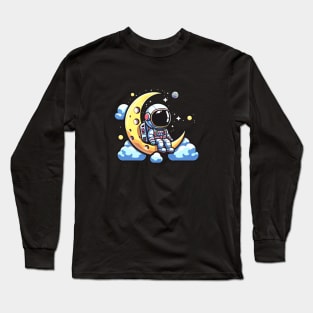 Cute astronaut on the moon Long Sleeve T-Shirt